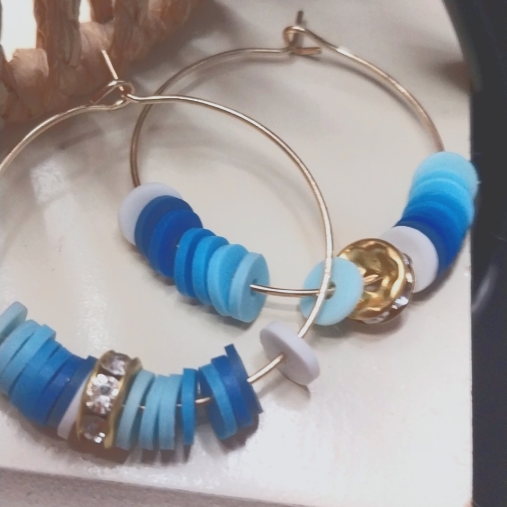 I'm sailing blue clay bead earrings